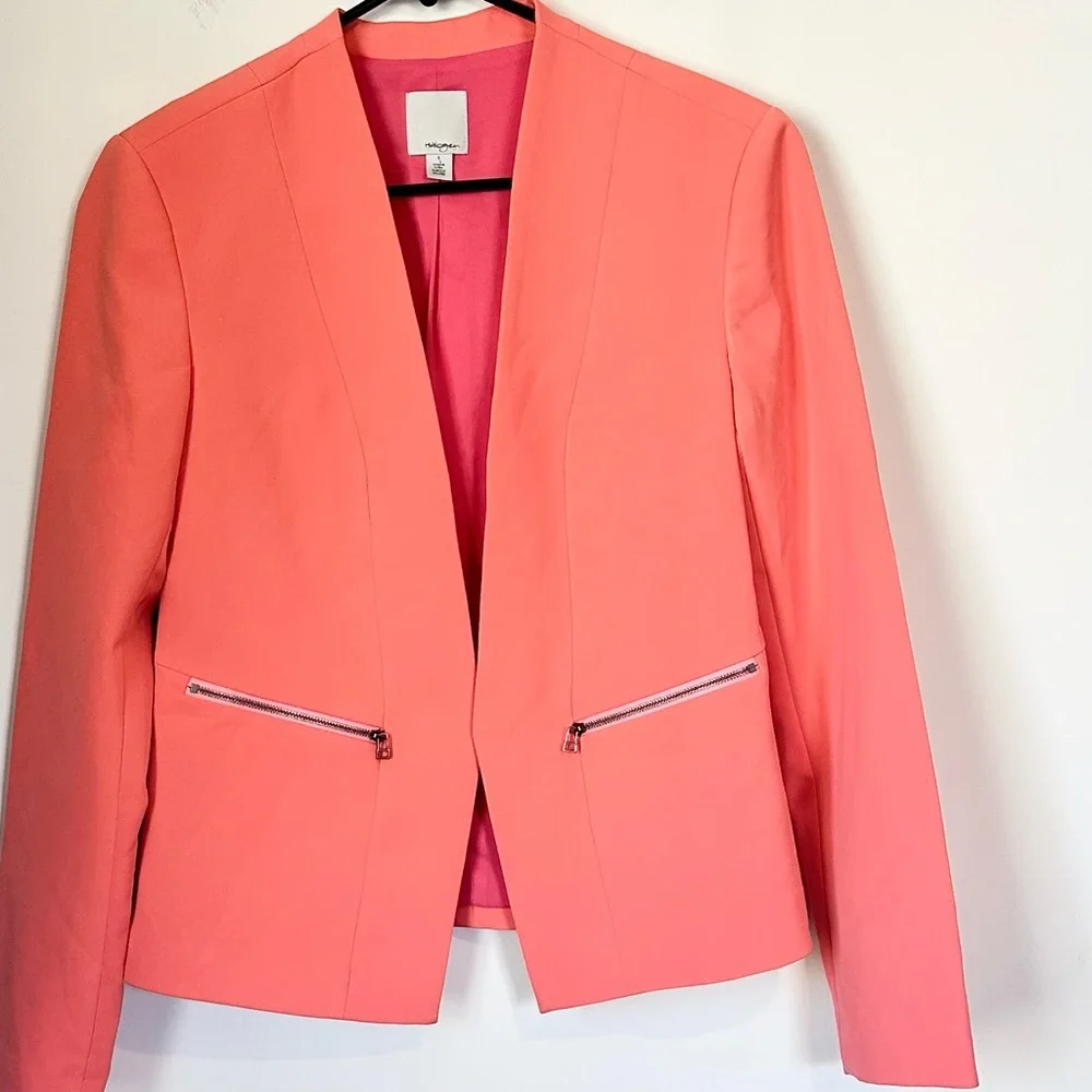 Halogen Vibrant Coral Open Front Blazer - Size: Small